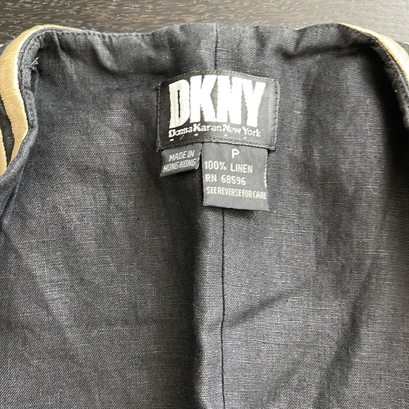 Vintage Black Linen Vest with Gold Embroidery - Picture 4 of 5